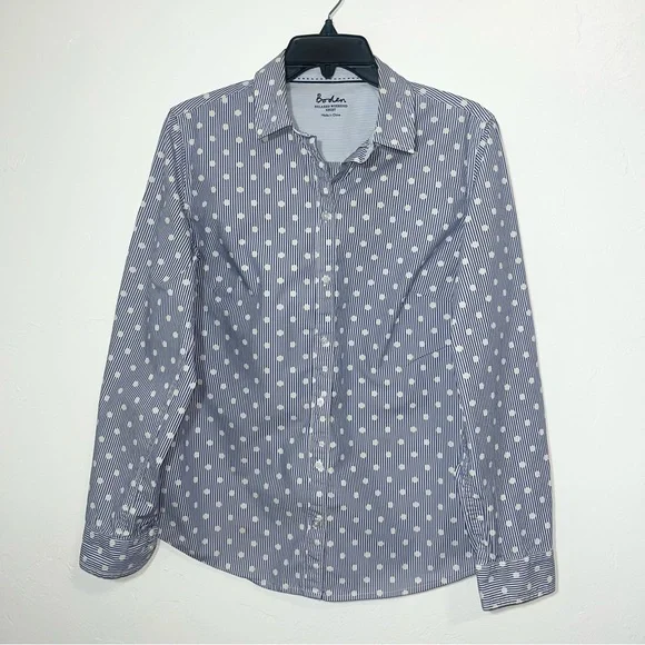 Boden Long Sleeve Casual Polka Dot Button Down Shirt Size 10 - Picture 3 of 8